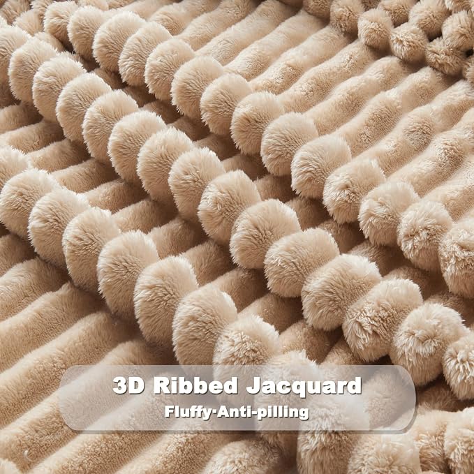 NEWCOSPLAY Fleece Ribbed Cozy King Blanket - Image 5
