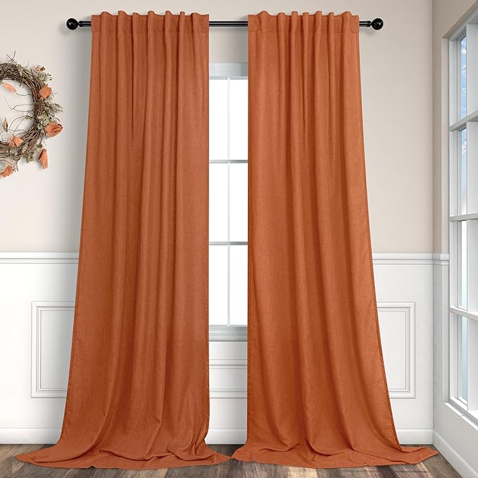 Burnt Orange Curtains 96 Inches Long by Pitalk