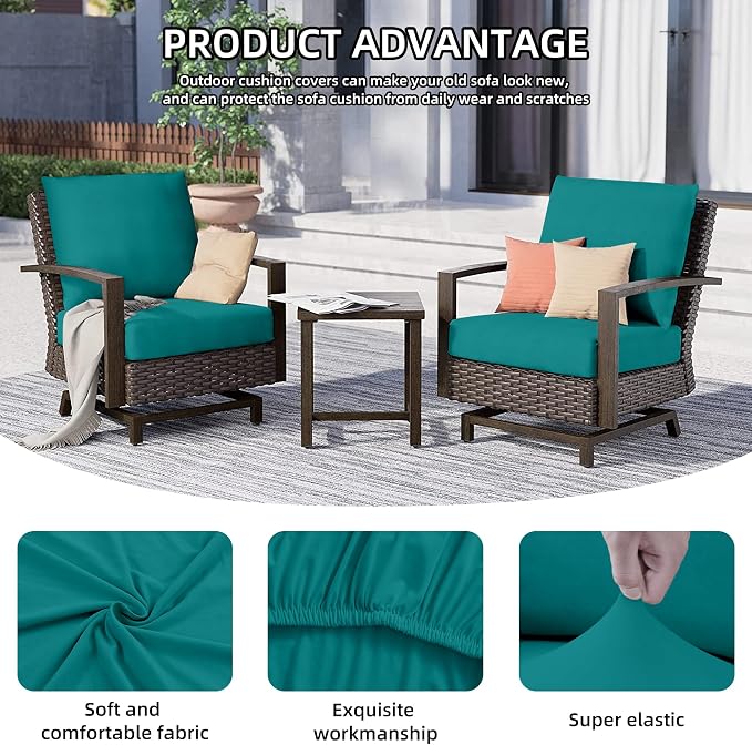 14Pcs Outdoor Cushion Covers, Elastic Patio Cushion Covers | Washable, - Image 3