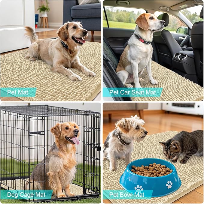 OLANLY Dog Door Mat for Muddy Paws 45x27, Super Absorbent Chenille Mud Mat | - Image 7