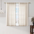 Beige Linen Sheer Curtains 54 Inch Length 2 Panel Set Back Tab Pocket Semi by Nanspring
