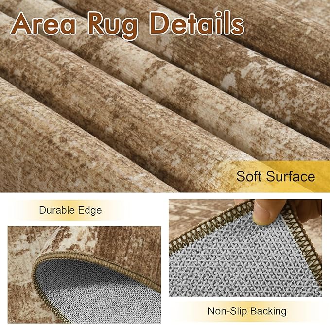 4Ft Round Area Rugs for Living Room, Soft Non-Slip Washable Rugs Modern - Image 6