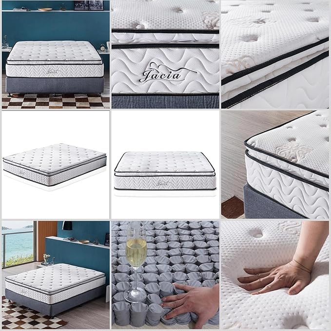 Full Mattress 11.4 Inch Memory Foam Innerspring Independently Encased Coil Hybrid Mattress, Pillow Top Bed in a Bag