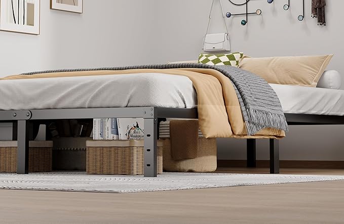 Metal Bed Frame King Size - 12 Inch Heavy-Duty King Platform Bed Frame No Box Spring Needed, Easy Assembly, Noise-Free, Sturdy Mattress Foundation, Underbed Storage Space