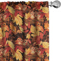 Ambesonne Fall Curtains, Happy Autumnal Colors with Birds in Nests Cartoon Illustration Print, Window Treatments 2 Panel Set for Living Room Bedroom, Pair of - 28" x 63", Cinnamon Amber and Orange