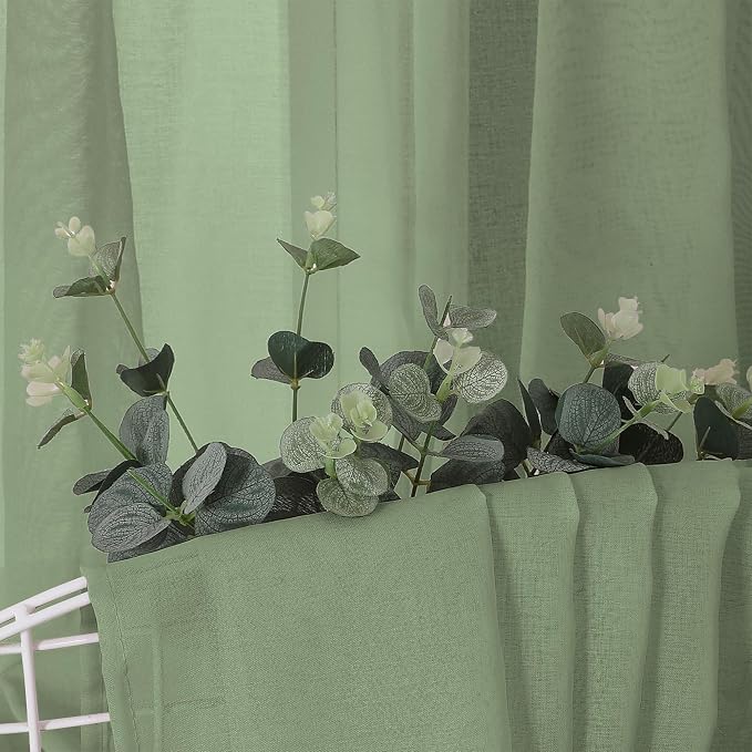 Tollpiz Sheer Curtain Linen Textured Bedroom Curtains Sheer Light Filtering Rod - Image 6