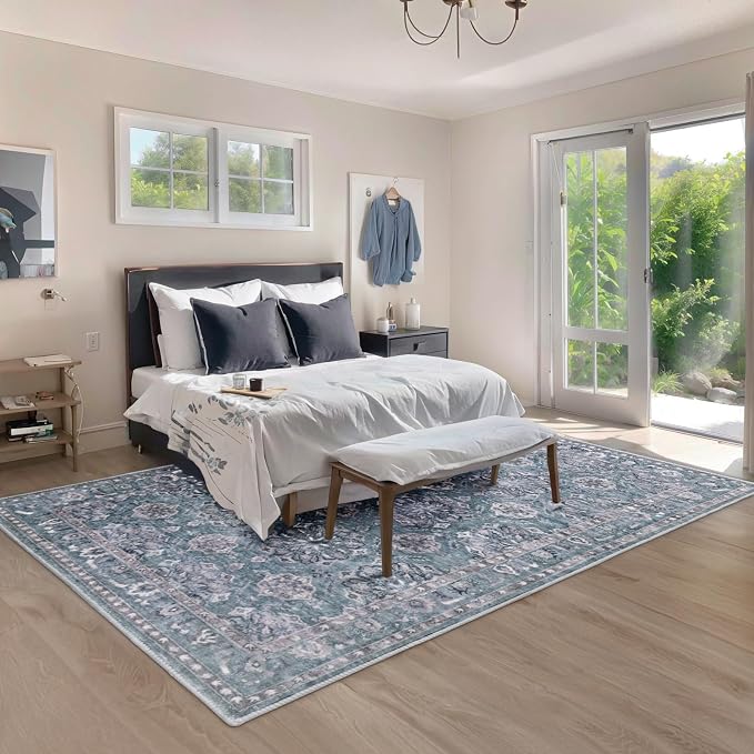 SERISSA 8x10 Washable Non Slip Floral Boho Area Rug - Image 7