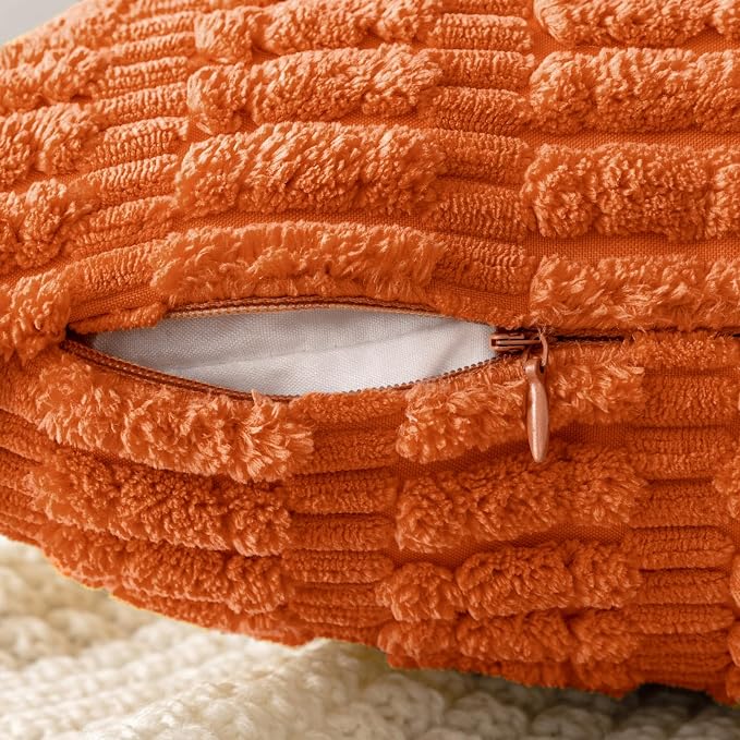 MIULEE Fall Corduroy Decorative Throw Pillow Covers 20x20 Orange Pack of 2 | - Image 3