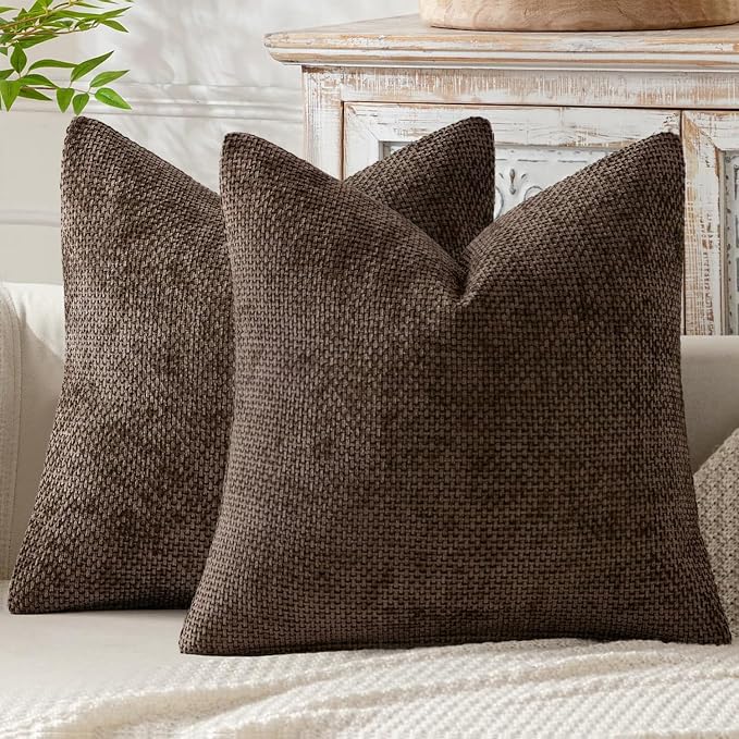 MIULEE Decorative Couch Throw Pillow Covers 22x22 Inch Dark Brown 2 Pack | by MIULEE