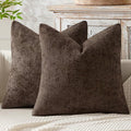 MIULEE Decorative Couch Throw Pillow Covers 18x18 Inch Dark Brown 2 Pack | by MIULEE