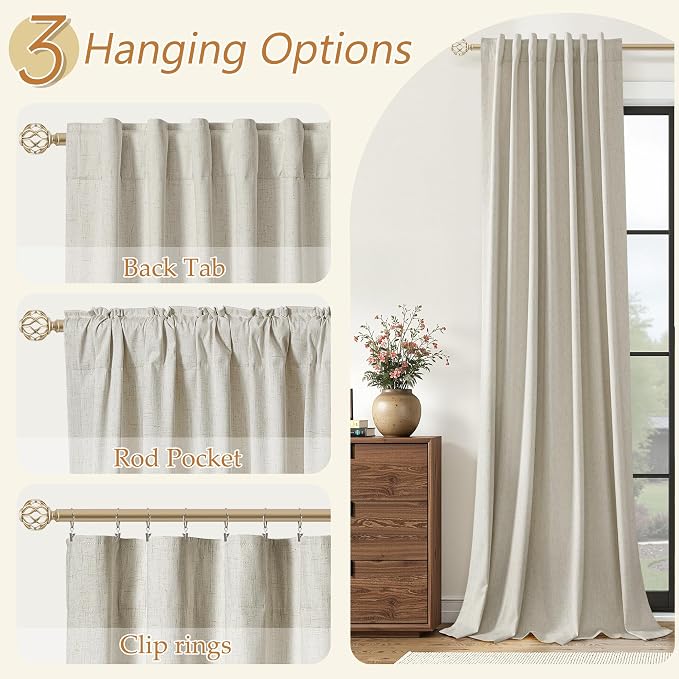 Extra Long 100% Blackout Linen Curtains - Image 6