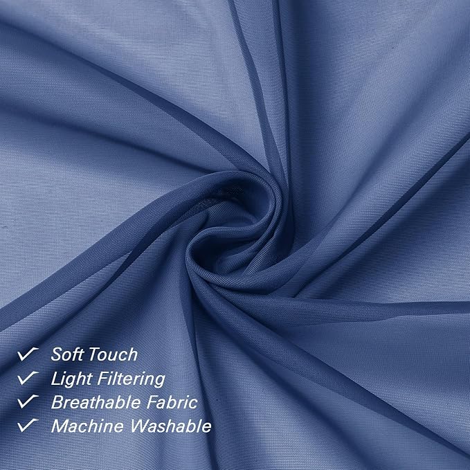Royal Blue Sheer Curtains 78 Inches Long 2 Panels Set, Privacy Light Filtering - Image 7