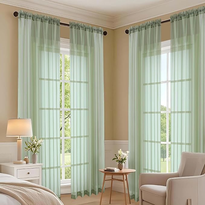 Sage Green Bedroom Curtains 96 Length - Image 7