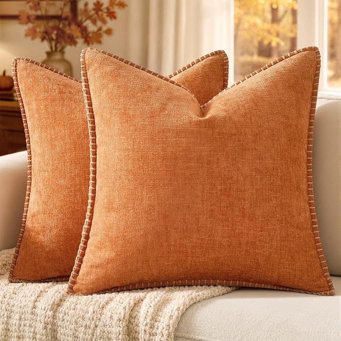 MIULEE Fall Decorative Couch Throw Pillow Covers 20x20 Inch Orange 2 Pack | by MIULEE