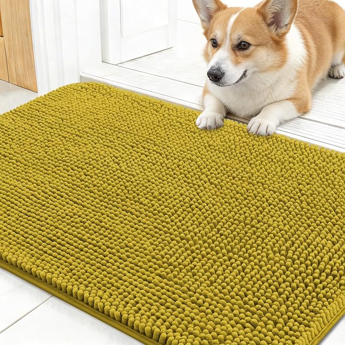 OLANLY Dog Door Mat for Muddy Paws 24x16, Super Absorbent Chenille Mud Mat | by OLANLY