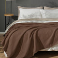 PHF 100% Cotton Waffle Weave Blanket Twin Size for Bed,Snag Proof Lightweight Breathable Moisture-Wicking Throw for Couch,Great for Layering in Cold Weather,Machine Washable,Home Decor Gift-Cappuccino