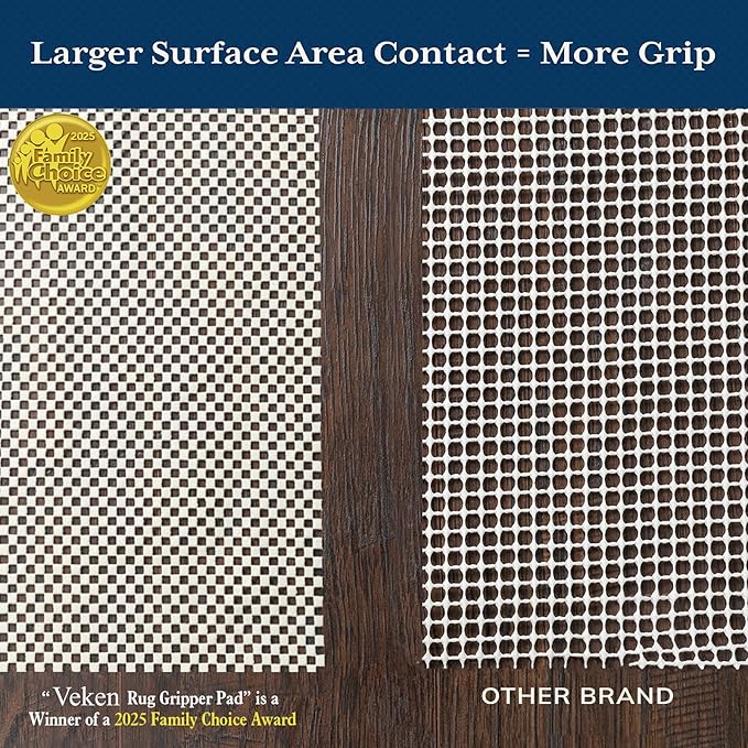 Veken 5x7 Ft Rug Pad Gripper for Hardwood Floors, Non Slip Rug Pads for Area Rugs, Thick Rug Grippers for Tile Floors, Under Carpet Anti Skid Mat, Keep Your Rugs Safe and in Place