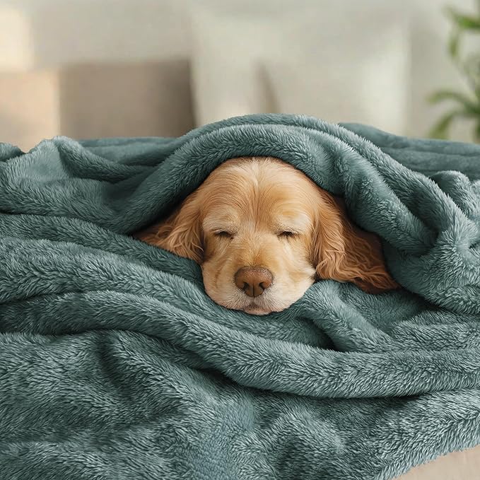 Exclusivo Mezcla Plush Fuzzy Fleece Bed Blanket King Size, Super Soft, Fluffy and Warm Blankets, Suitable for All Seasons (Celadon, 90x104 Inches)