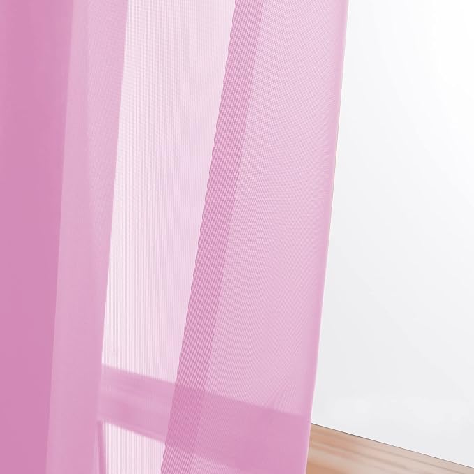 Pink Sheer Curtains 90 Inch Length, Elegant Soft Sheer Curtains - Image 3