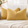 MIULEE Gold Chenille Couch Lumbar Throw Pillow Covers, 12x20 | Set of 2 by MIULEE