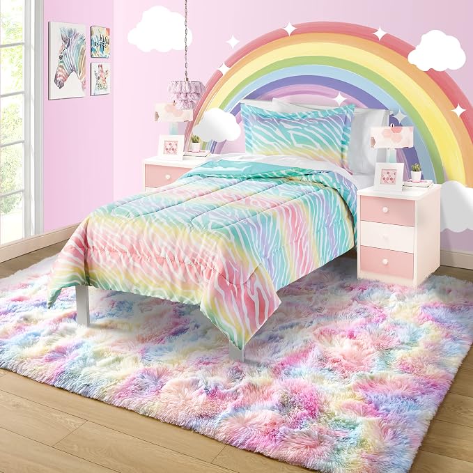 3x5 Rainbow Fluffy Soft Area Rug Non-Slip - Image 2
