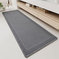 RESARE Waffle Bathroom Runner Rugs, Non Slip Boho Bath Mat 24x72 Dark Grey | by Resare