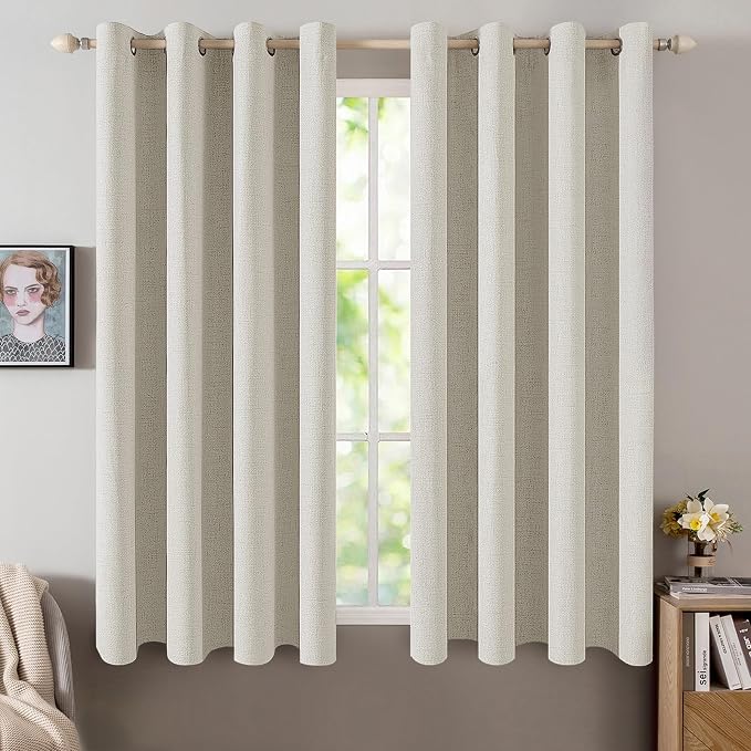 MIULEE 100% Blackout Linen Curtains by MIULEE