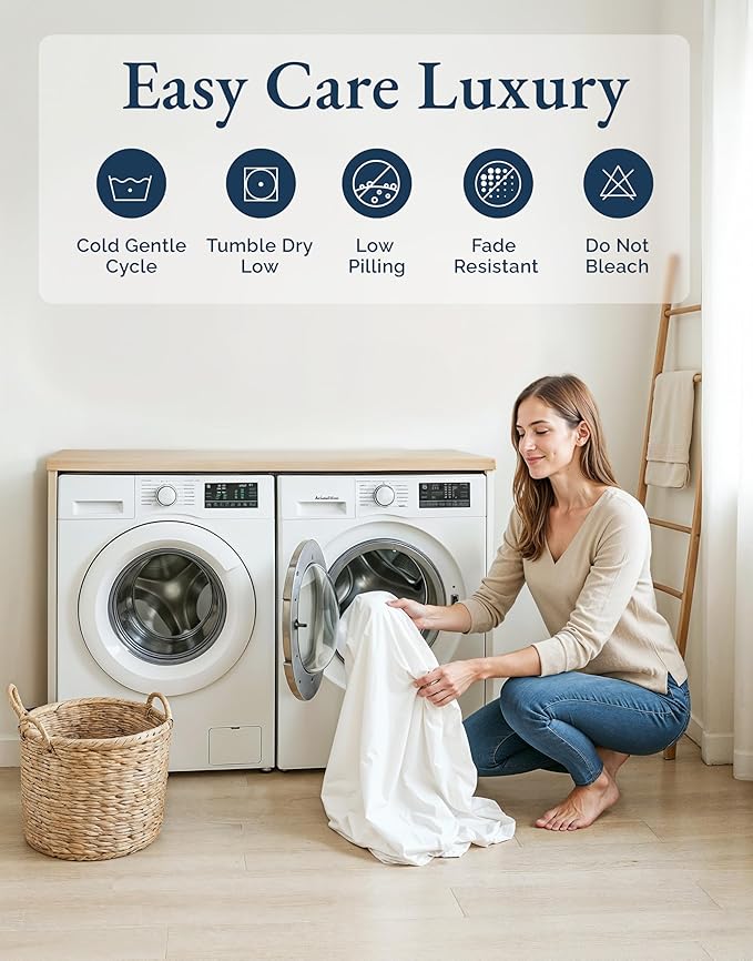 LANE LINEN 100% Organic Cotton Sheets for King Size Bed - Soft Percale Sheets, Breathable Luxury Hotel Style Machine Washable Fully Elasticized Mercerized 15" Deep Pocket King Sheet Set- Estate Blue