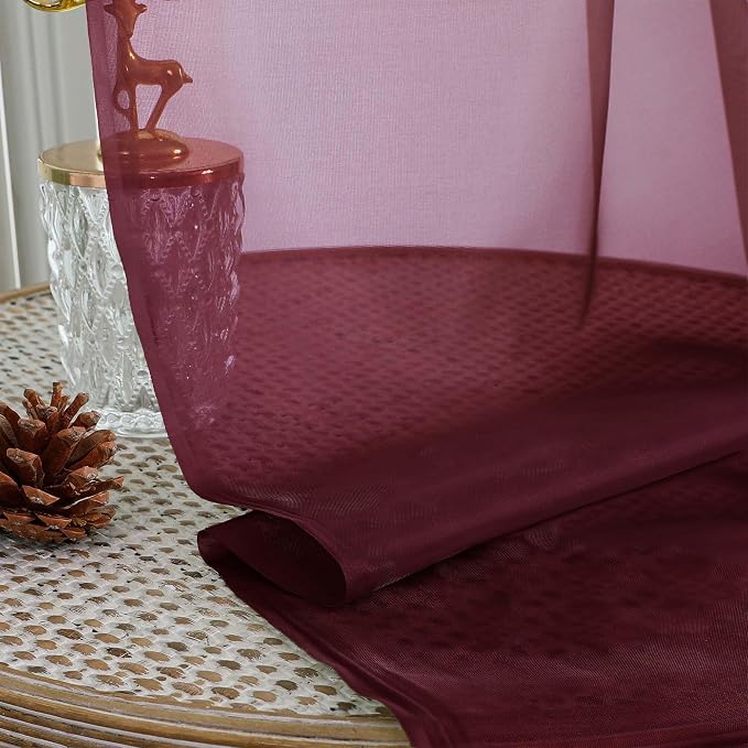 Wine Sheer Curtains 108 Inches Long 2 Panels Set, 59 Inch Extra Wide - Image 4