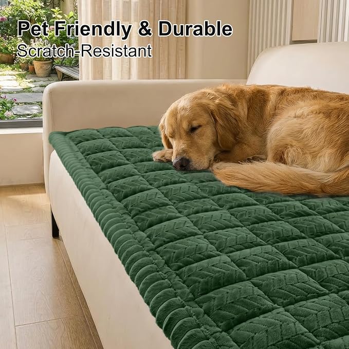 Smiry Couch Cover for Dogs, Non Slip Fuzzy Pet Sofa Arm Covers Washable | Sofa - Image 2
