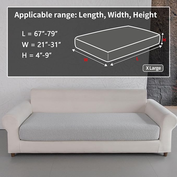 OHSIO Couch Cushion Covers for Sectional Sofa, Stretch Soft Sofa Slipcovers - Image 2