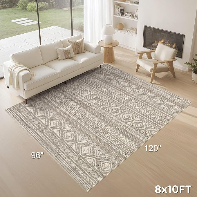 cotiled Boho 8x10 Area Rugs for Living Room: Large Moroccan Washable Rug | - Image 9