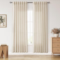 Cream Beige Linen Curtains 80 Inch Length by Nanspring