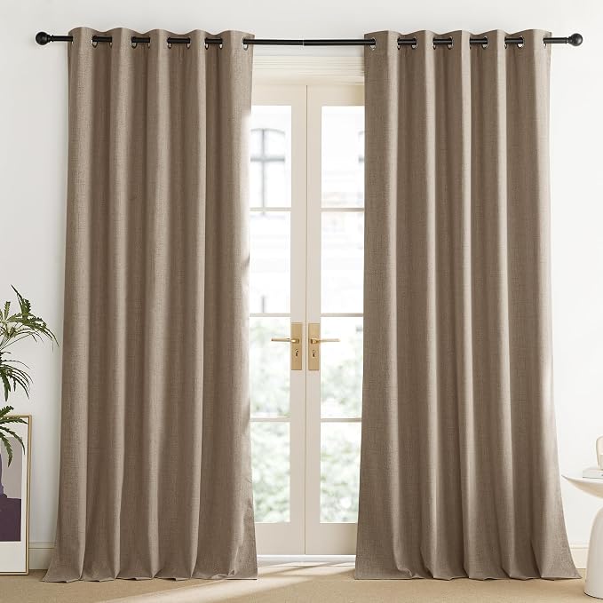 NICETOWN Burlap Vintage Open Linen Weave Flax Thermal Curtains, 100% Blackout - Image 3