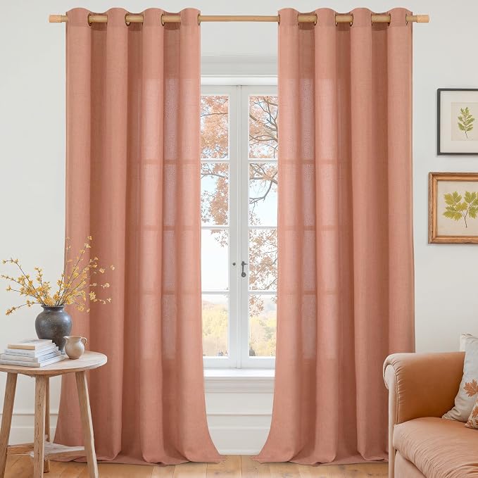 YoungsTex Terracotta Linen Curtains 102 Inch Length by YoungsTex