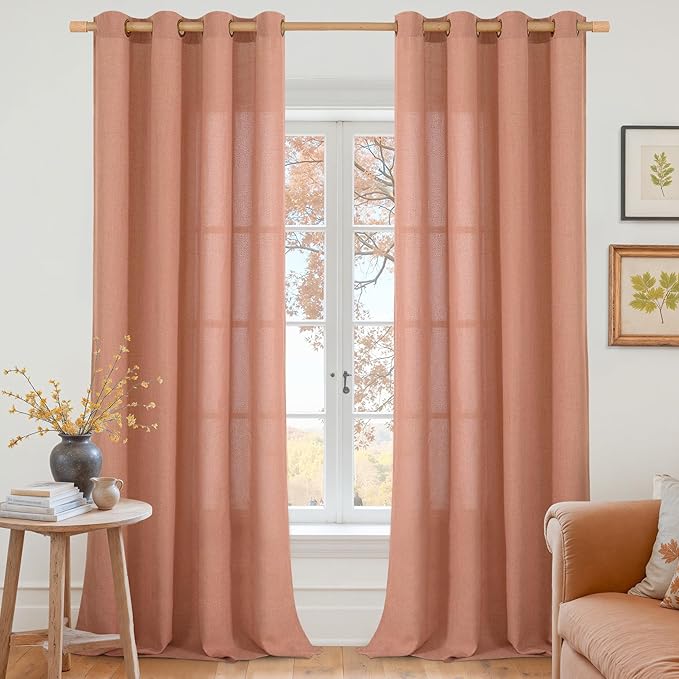 YoungsTex Terracotta Linen Curtains 90 Inch Length by YoungsTex
