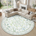 RELEANY Washable Area Rug, Round 10ft, Water Repellent, Pet Friendly, Vintage by RELEANY
