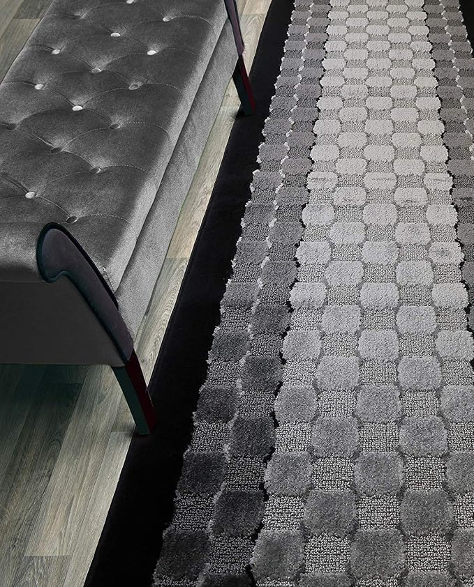Custom Length Hallway Runner Rug, Slip Resistant, Checkered Black, 26 Inch X 35 by ORFAHOME