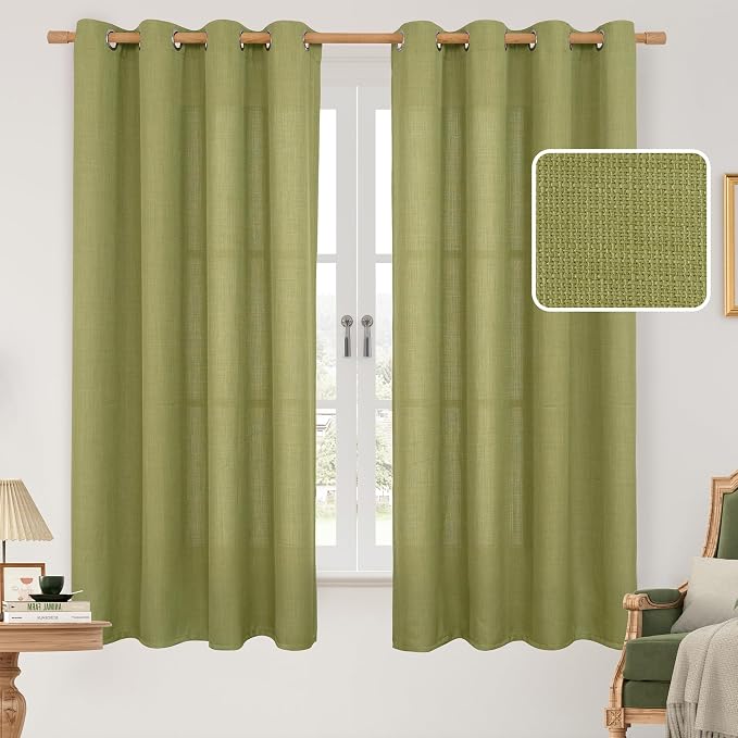 63 Inch Semi Sheer Linen Curtains by LAMIT
