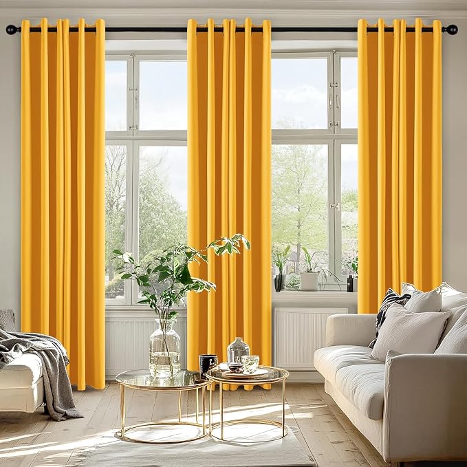 MIULEE Blackout Curtains for Bedroom 2 Panels 40 x 84 Inch Long Yellow | - Image 6