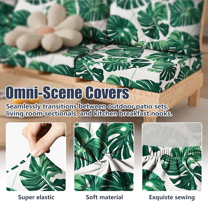 8Pcs Outdoor Cushion Covers, Stretch Patio Furniture Couch Chair Slipcovers | - Image 4