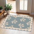 Front Door Mat Indoor Outside Entrance 2x3 Blue Scalloped Entry Rug | Non-Slip by Othilic