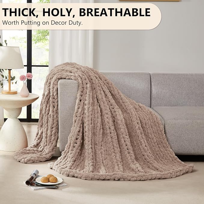 L'AGRATY Chunky Knit Throw Blanket - Image 5