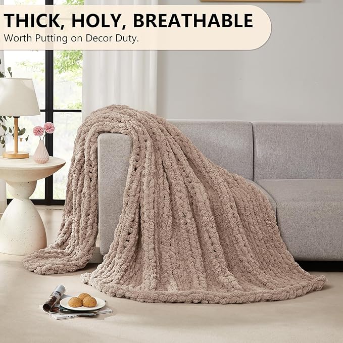 L'AGRATY Chunky Knit Throw Blanket - Image 5