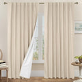 95 Inch 100% Blackout Linen Curtains 2 Panels by LAMIT