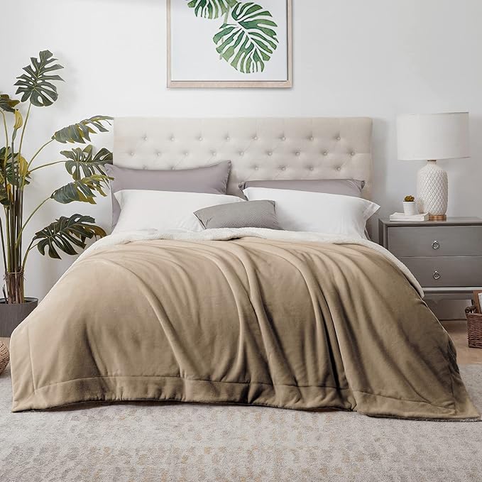 Walensee Sherpa Fleece Blanket (King Size 108”x90” Camel) Plush Throw Fuzzy Super Soft Reversible Microfiber Flannel Blankets for Couch, Bed, Sofa Ultra Luxurious Warm and Cozy for All Seasons