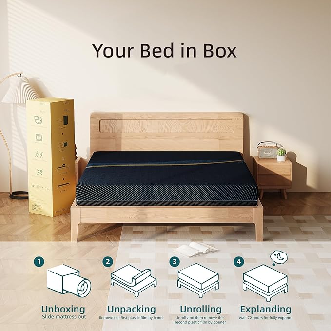 Crystli Twin Mattress 12 Inch, Gel Memory Foam Twin Size Mattresses, Activated Charcoal Infused, Medium Firm Bed Mattress in a Box for Pressure Relief, Fiberglass-Free, CertiPUR-US Certified, Black