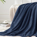 BEDELITE 3D Ribbed Jacquard Navy Fleece Twin Blanket by BEDELITE