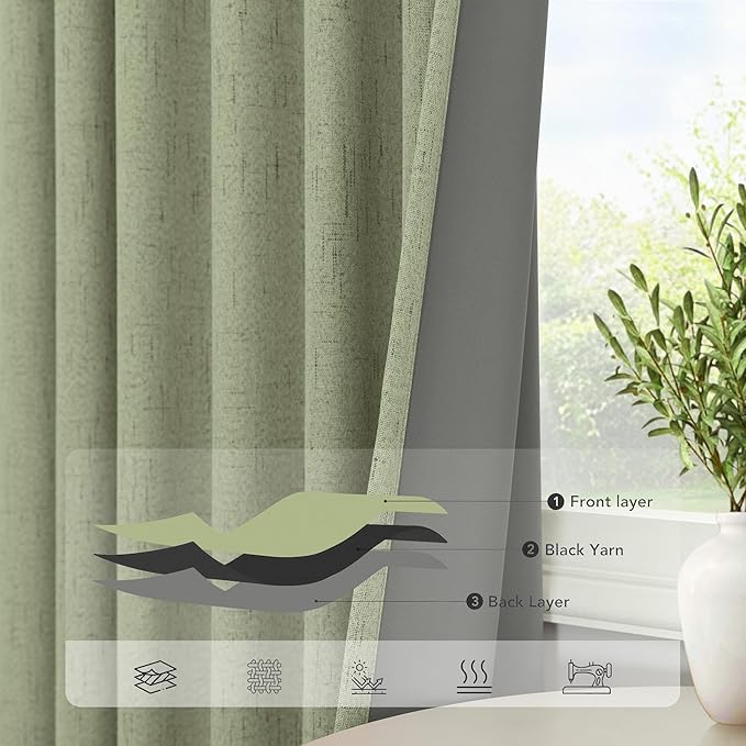 Sage Green Room Darkening Curtains - Image 5