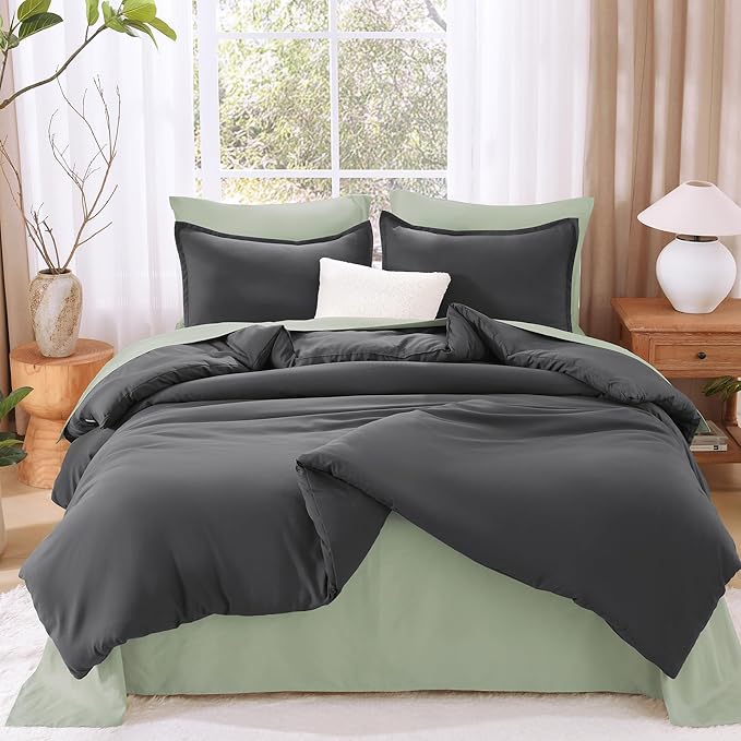 Litanika Grey Comforter Set Twin/Twin XL Size, 2 Pieces Lightweight Plain Bedding Comforter Set, All Season Fluffy Bed Set (66x90In Comforter & 1 Pillowcase)